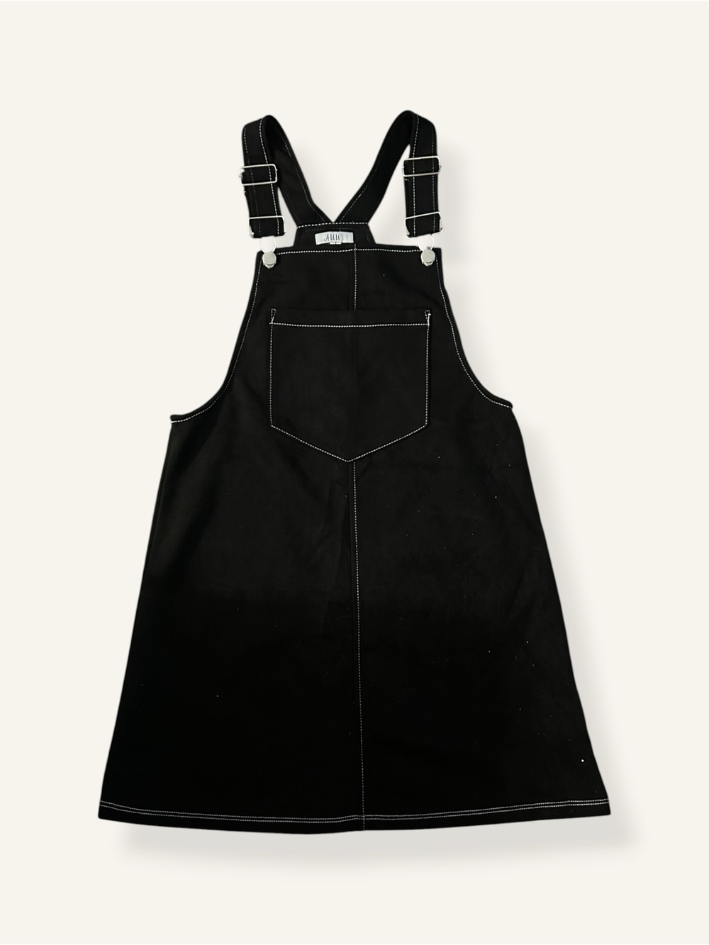 A.U.W. Faux Brushed Suede Black Overall Pinafore Dress